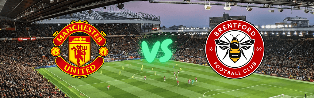 Manchester United vs Brentford Premier League betting analysis banner featuring Old Trafford stadium and team logos for April 2026 match prediction.