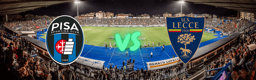 Pisa vs Lecce Serie A match prediction banner featuring Arena Garibaldi.